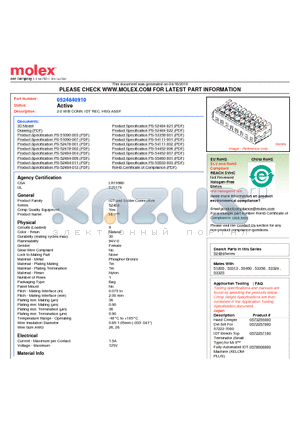 0524840910 datasheet - 2.0 W/B CONN. IDT REC. HSG ASSY