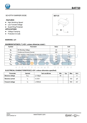 BAT720 datasheet - SCHOTTKY BARRIER DIODE