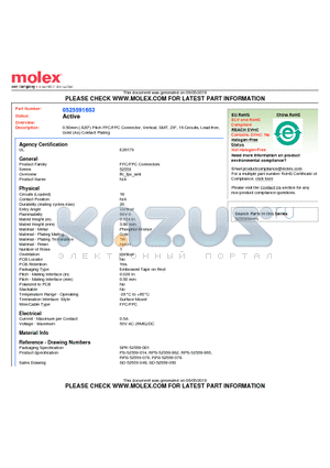 0525591653 datasheet - 0.50mm (.020