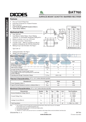 BAT760-7 datasheet - SURFACE MOUNT SCHOTTKY BARRIER RECTIFIER