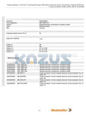 0526700000 datasheet - Modular terminal, accessories, Insulation profile