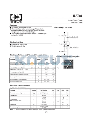 BAT85 datasheet - Small-Signal Diode