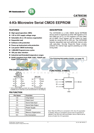 CAT93C66LI-G datasheet - 4-Kb Microwire Serial CMOS EEPROM