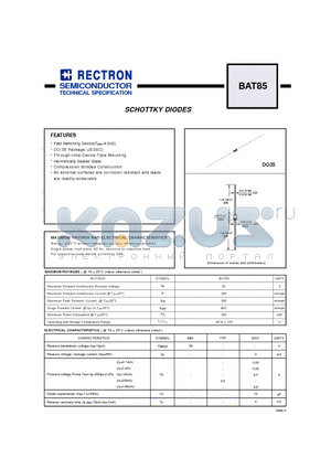 BAT85 datasheet - SCHOTTKY DIODES