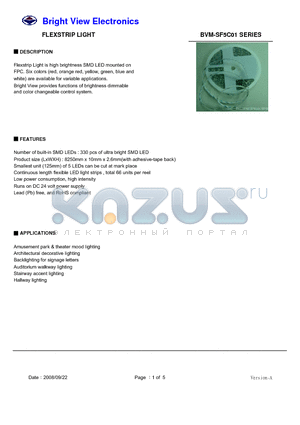 BVM-SF5C01B3S datasheet - FLEXSTRIP LIGHT