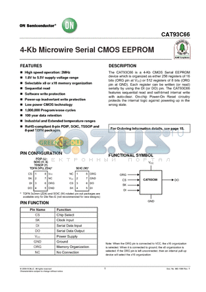 CAT93C66XI-T2 datasheet - 4-Kb Microwire Serial CMOS EEPROM