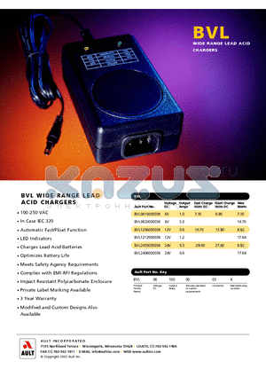 BVL061000003K datasheet - WIDE RANGE LEAD ACID CHARGERS