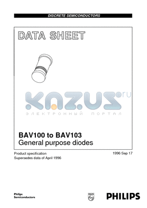 BAV100 datasheet - General purpose diodes