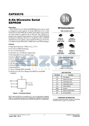 CAT93C76LE-GT3 datasheet - 8-Kb Microwire Serial EEPROM