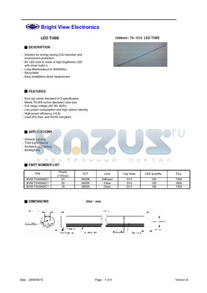 BVM-TG40NAD1 datasheet - 1200mm / T9 / G13 LED TUBE