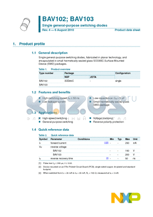 BAV102 datasheet - Single general-purpose switching diodes