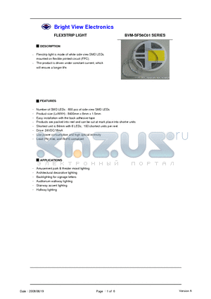 BVM-SFS6C01 datasheet - FLEXSTRIP LIGHT