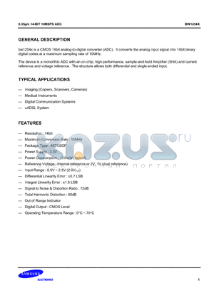 BW1254X datasheet - 0.35lm 14-BIT 10MSPS ADC