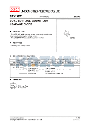 BAV199W datasheet - DUAL SURFACE MOUNT LOW LEAKAGE DIODE