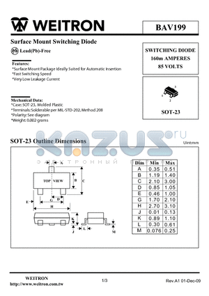 BAV199_09 datasheet - Surface Mount Switching Diode