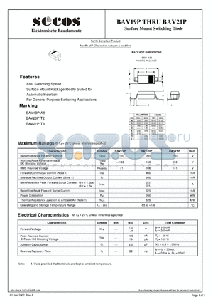 BAV19P datasheet - Surface Mount Switching Diode