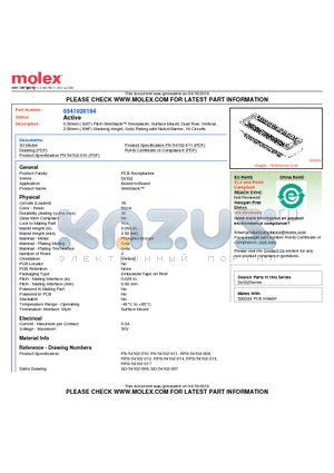 0541020164 datasheet - 0.50mm (.020