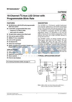 CAT9552 datasheet - 16-Channel I2C-bus LED Driver with Programmable Blink Rate