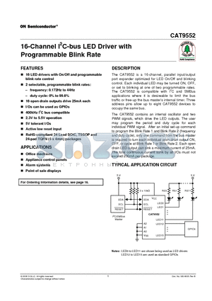 CAT9552HV6I-GT2 datasheet - 16-Channel I2C-bus LED Driver with Programmable Blink Rate