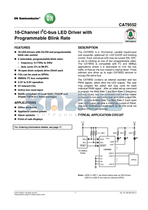 CAT9552WI-T1 datasheet - 16-Channel I2C-bus LED Driver with Programmable Blink Rate