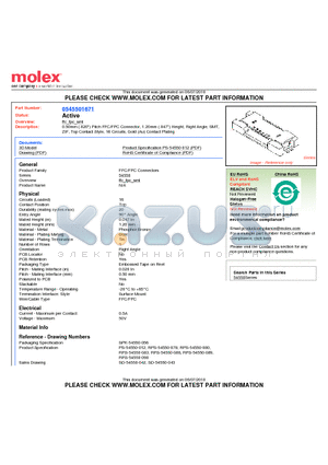 0545501671 datasheet - 0.50mm (.020