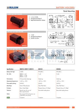 BX0016 datasheet - BATTERY HOLDERS