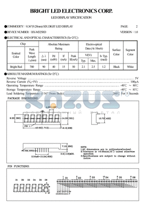 BX-M325RD datasheet - 0.36(9.20MM)SIX DIGIT LED DISPLAY