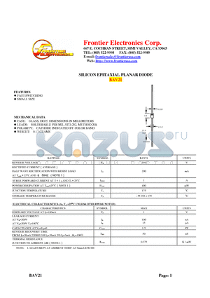 BAV21 datasheet - SILICON EPITAXIAL PLANAR DIODE