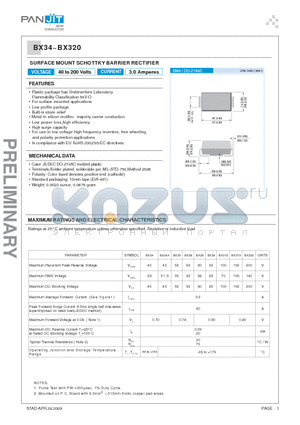 BX310 datasheet - SURFACE MOUNT SCHOTTKY BARRIER RECTIFIER