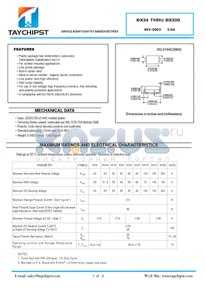 BX310 datasheet - SURFACE MOUNT SCHOTTKY BARRIER RECTIFIER