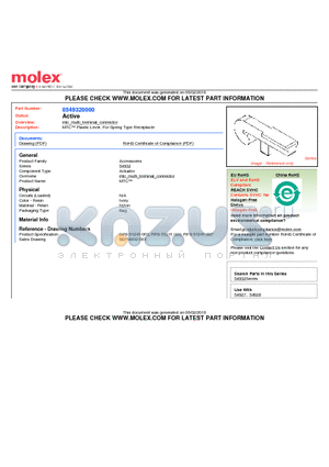 0549320000 datasheet - MTC Plastic Lever, For Spring Type Receptacle