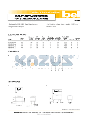 0553-0033-AJ datasheet - ISOLATIONTRANSFORMERS FOR STARLAN APPLICATIONS