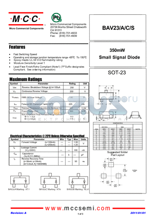 BAV23A datasheet - 350mW Small Signal Diode