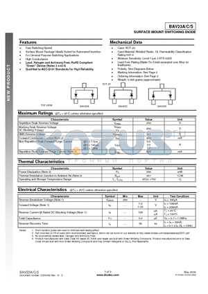 BAV23A-7-F datasheet - SURFACE MOUNT SWITCHING DIODE