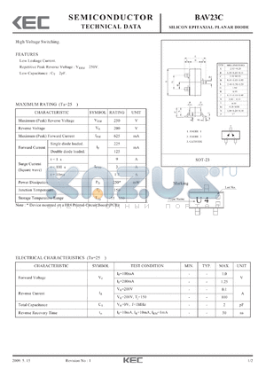 BAV23C datasheet - SILICON EPITAXIAL PLANAR DIODE