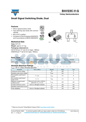 BAV23C-V-G datasheet - Small Signal Switching Diode, Dual