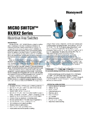 BX4A3K-1A datasheet - MICRO SWITCH BX/BX2 SERIES