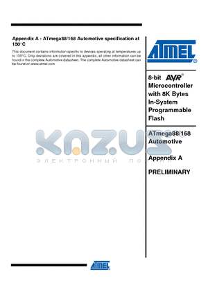 ATMEGA88-15MT2 datasheet - 8-bit Microcontroller with 8K Bytes In-System Programmable Flash