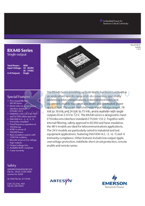BXA40 datasheet - Pin-compatible with NFC40 Series