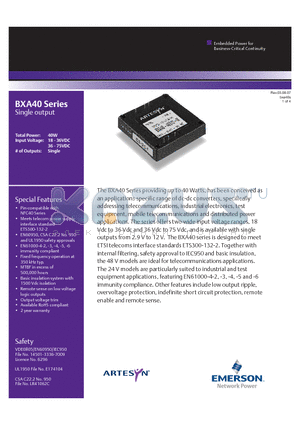 BXA40-48S2V9-SMJ datasheet - Pin-compatible with NFC40 Series