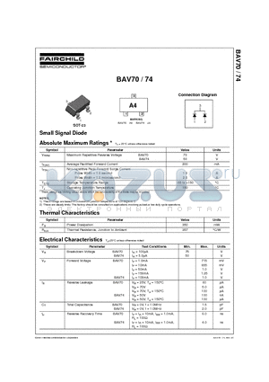 BAV70 datasheet - Small Signal Diode