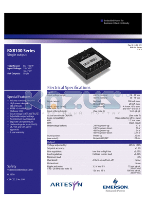 BXB100-48S05FLTJ datasheet - Industry standard footprint