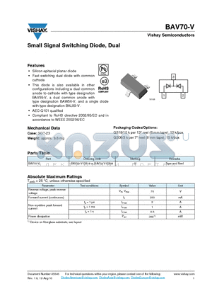 BAV70-V_12 datasheet - Small Signal Switching Diode, Dual