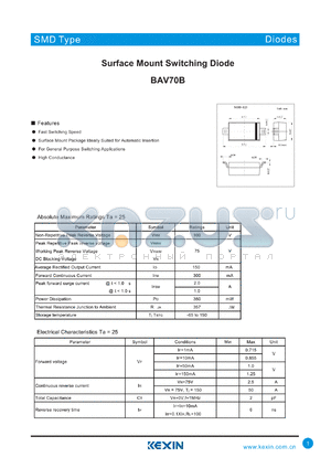 BAV70B datasheet - Surface Mount Switching Diode
