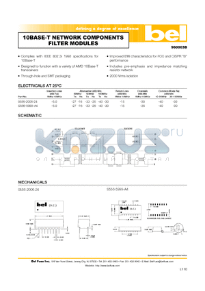 0556-2006-24 datasheet - 10BASE-T NETWORK COMPONENTS FILTER MODULES