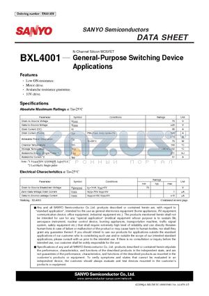 BXL4001 datasheet - General-Purpose Switching Device Applications