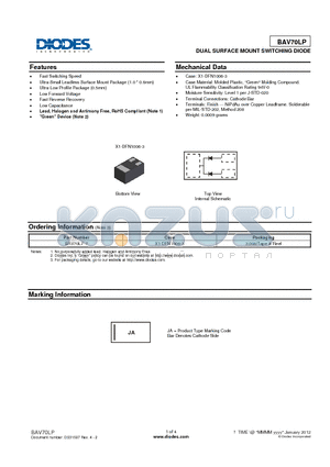 BAV70LP datasheet - DUAL SURFACE MOUNT SWITCHING DIODE