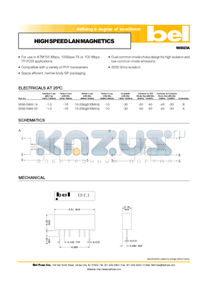 0558-5999-33 datasheet - HIGH SPEED LAN MAGNETICS