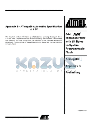 ATMEGA88V-15MT datasheet - 8-bit Microcontroller with 8K Bytes In-System Programmable Flash