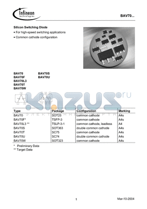 BAV70W datasheet - Silicon Switching Diode